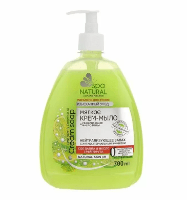 Мыло крем-мыло для рук и тела "сок лайма и масло грейпфрута", мягкое, natural spa, 700 мл