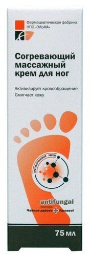 Кремы и бальзамы согревающий массажный крем для ног elfa pharm, 75 мл