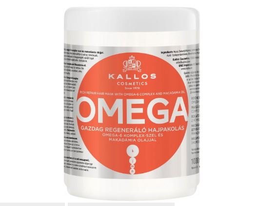 Маски маска для волос восстанавливающая с комплексом omega-3 и маслом макадамии kallos, 1000 мл