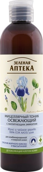 Тоники и лосьоны мицеллярный тоник освежающий зеленая аптека, 250 мл