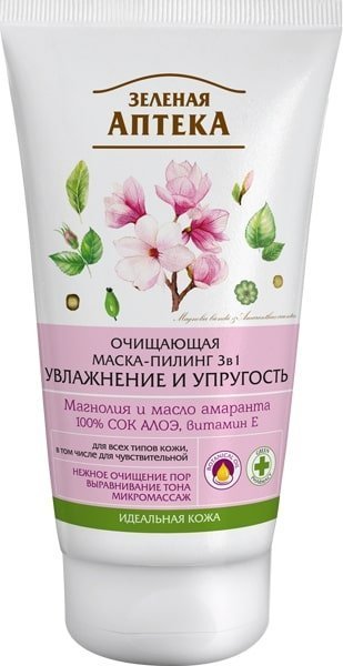 Пилинги и скрабы очищающая маска-пилинг 3в1 увлажнение и упругость зеленая аптека, 120 мл