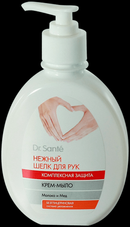 Мыло крем-мыло "нежный шелк для рук" комплексная защита молоко и мед dr.sante, 240 мл