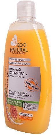 Мыло нежный крем-гель для душа и ванны natural spa спелый персик и масло абрикоса, 500 мл