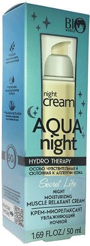 Увлажнение и питание bio world secret life hydro therapy крем-миорелаксант увлажняющий ночной "aqua night", 50 мл