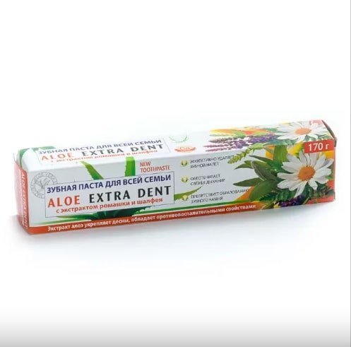 Зубные пасты vilsen зубная паста для всей семьи "aloe extra dent" с экстрактом ромашки и шалфея, 170 мл
