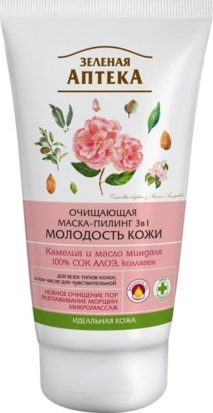 Пилинги и скрабы очищающая маска-пилинг 3в1 молодость кожи зеленая аптека, 120 мл