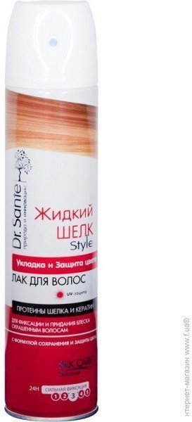 Стайлинг лак для волос жидкий шелк "укладка и защита цвета" dr.sante, 300 мл