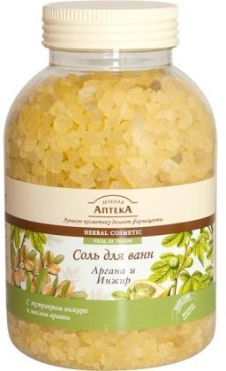 Пена, соль, масло для ванн зеленая аптека соль для ванн "аргана и инжир", 1300 г