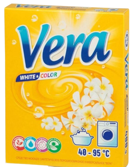 Для стирки стиральный порошок vera универсальный для цветного и белого белья аквасан, 400 г.