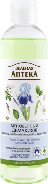 Демакияж мгновенный демакияж ирис и чайное дерево зеленая аптека, 250 мл