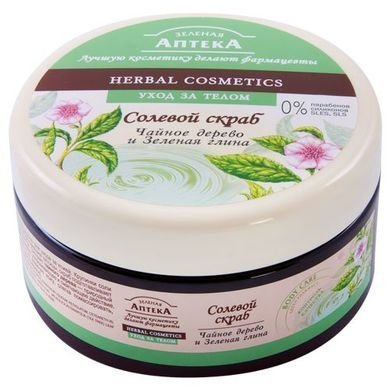 Пена, соль, масло для ванн green pharmacy. солевой скраб. чайное дерево и зелёная глина, 300 мл