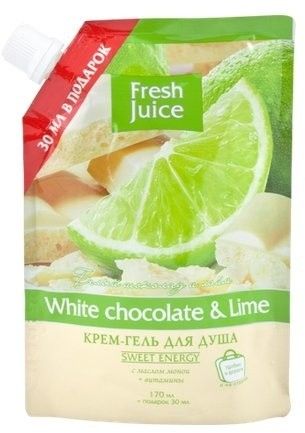 Гели для душа крем-гель для душа white chocolate & lime дой-пак fresh juice, 200 мл