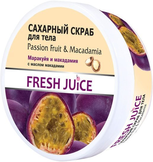 Пилинги и скрабы fresh juice сахарный скраб для тела "passion fruit & macadamia" с маслом макадамии, 225 мл