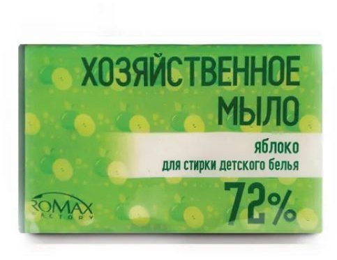 Для стирки мыло хозяйственное для стирки детского белья яблоко 72% romax, 200 г