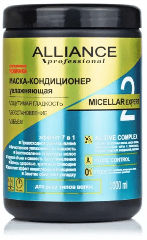 Маски alliance professional маска-кондиционер для всех типов волос, увлажняющая "micellar expert", 1 л