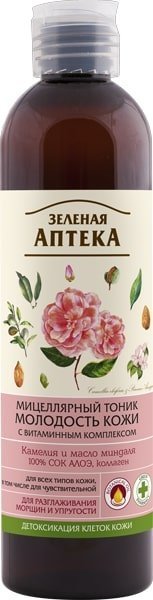 Тоники и лосьоны мицеллярный тоник молодость кожи зеленая аптека, 250 мл