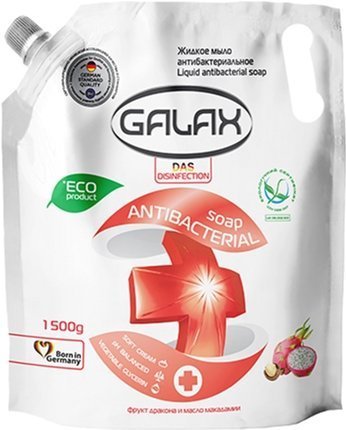 Мыло galax жидкое мыло антибактериальное с экстрактом фрукта дракона и маслом макадамии, 1500 г