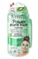 Маски для лица очищающая биомаска-пилинг с пробиотиками power shake mask eveline, 10 мл