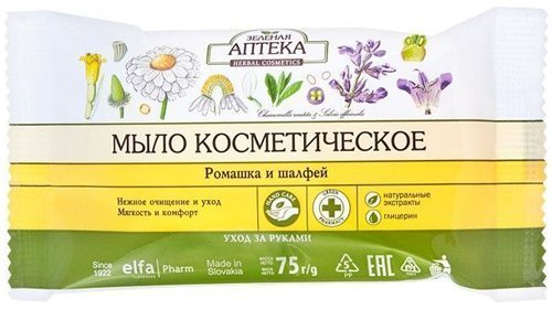 Мыло мыло косметическое "ромашка и шалфей" зеленая аптека, 75 г