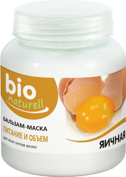 Маски bio naturell бальзам-маска для волос "яичная. питание и объем" для всех типов волос, 480 мл
