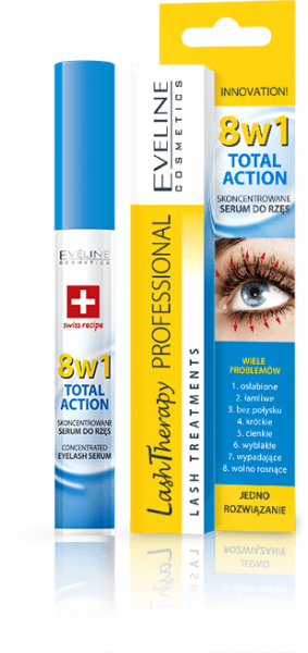 Для глаз и бровей концентрированная сыворотка для ресниц "multi-purpose eyelash serum total action 8 в 1" eveline, 10 мл