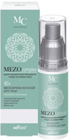 Кремы белита mezocomplex мезокрем ночной для лица "интенсивное омоложение" 40+, 50 мл