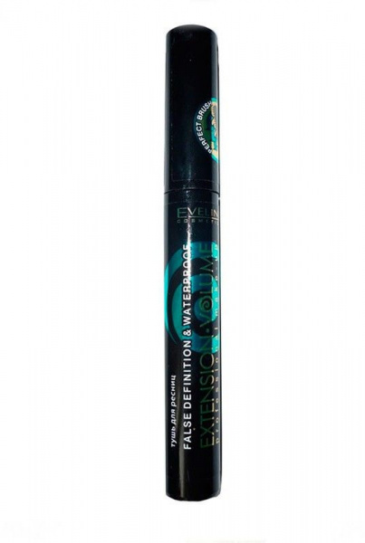 Для глаз и бровей водостойкая тушь для ресниц extension volume professional make-up eveline, 10 мл