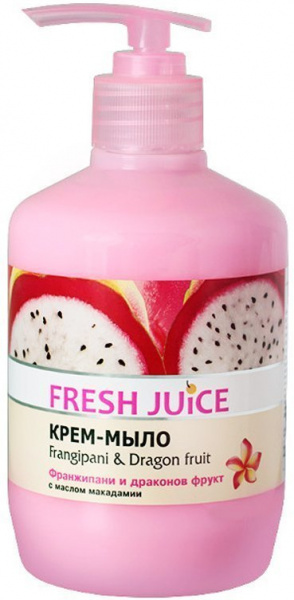 Мыло fresh juice крем-мыло "frangipani & dragon fruit" с маслом макадамии, флакон с дозатором, 460 мл