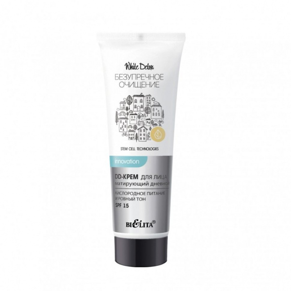 Кремы белита white detox/ безупречное очищение dd-крем для лица матирующий дневной spf15 "кислородное питание и ровный тон", 30 мл