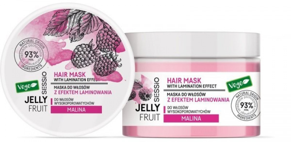Маски sessio jelly fruit маска для волос с эффектом ламинирования для волос повышенной пористости малина, 250 г