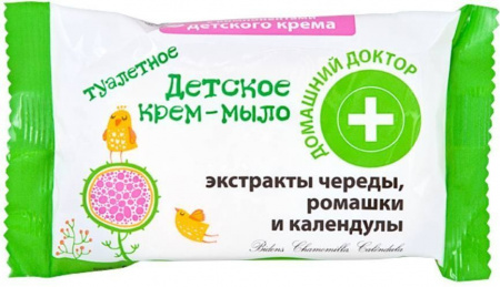 Мыло домашний доктор детское крем-мыло туалетное с экстрактами череды, ромашки и календулы, 70 г