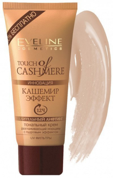 Для лица eveline touch of cashmer" тональный крем "кашемир эффект" бежевый, 40 мл