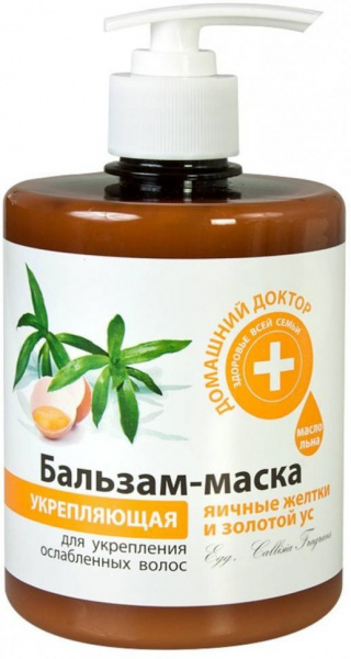 Бальзамы и кондиционеры бальзам-маска укрепляющая "яичные желтки и золотой ус" домашний доктор, 500 мл