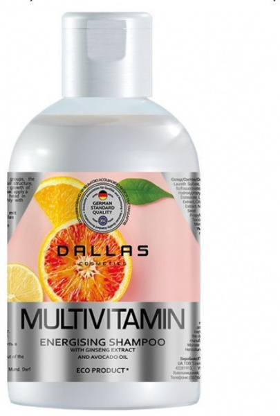 Шампуни dallas энергетический шампунь multivitamin с экстрактом женьшеня и маслом авокадо, 1000 мл