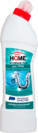 Для очистки поверхностей vitex home активный гель для труб против сложных засоров, 750 мл
