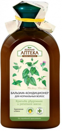 Бальзамы и кондиционеры бальзам-кондиционер для нормальных волос "крапива двудомная и репейное масло" зеленая аптека, 300 мл