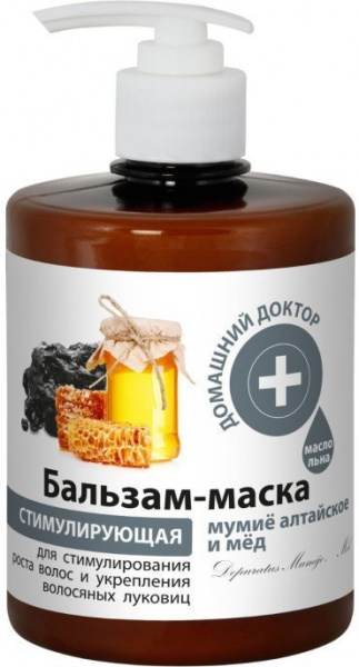Бальзамы и кондиционеры бальзам-маска для волос  мумие алтайское и мед  "стимулирующая" домашний доктор, 500 мл