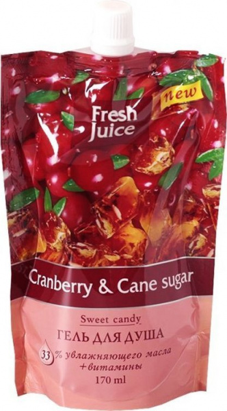 Гели для душа гель для душа "клюква и тростниковый сахар" дой-пак fresh juice, 170 мл