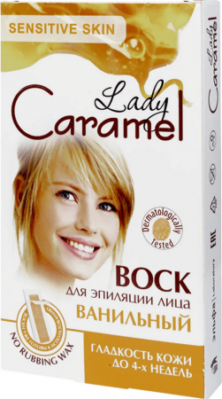 Депиляция и бритье lady caramel воск для эпиляции лица "ванильный", 12 полосок + 2 салфетки после эпиляции