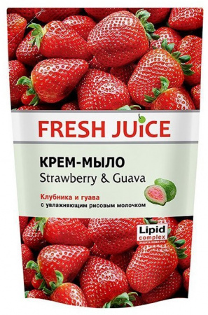 Мыло fresh juiceкрем-мыло "strawberry & guava" с увлажняющим рисовым молочком, эконом-упаковка, 460 мл