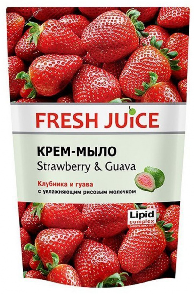 Мыло fresh juiceкрем-мыло "strawberry & guava" с увлажняющим рисовым молочком, эконом-упаковка, 460 мл