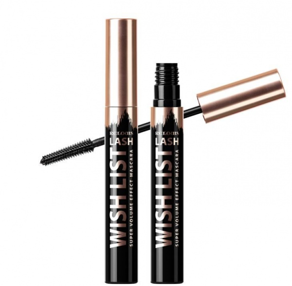 Для глаз и бровей тушь для ресниц с эффектом суперобьема lash wish list черная relouis, 10 г