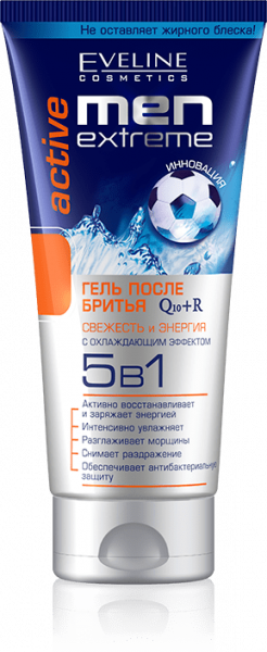 Бритье eveline men extreme active гель после бритья q10+r "свежесть и энергия" 5в1, 200 мл