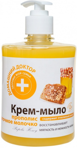 Мыло крем-мыло "прополис и маточное молочко" домашний доктор, 500 мл