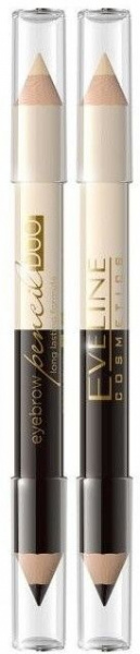 Для глаз и бровей двойной карандаш для бровей "brow duo" eveline, №02 графитовый / бежевый