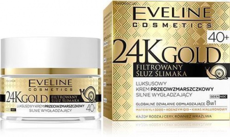 Кремы eveline 24k gold антивозрастной сильноразглаживающий крем для лица против морщин 8в1 день/ночь 40+, 50 мл