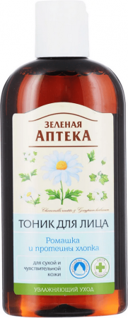 Тоники и лосьоны зеленая аптека тоник для лица "ромашка и протеины хлопка" для сухой и чувствительной кожи, 200 мл