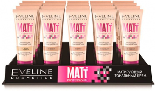 Для лица матирующие тональные крема matt professional (набор 20 шт + тестеров) eveline, 20x30 мл