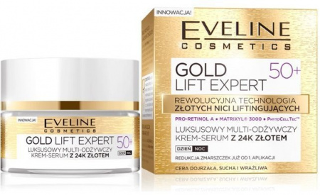 Кремы крем-сыворотка для лица "gold lift expert" eveline, 50 мл