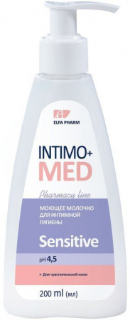 Интимная гигиена elfa pharm intimo+med моющее молочко для интимной гигиены "sensitive", 200 мл